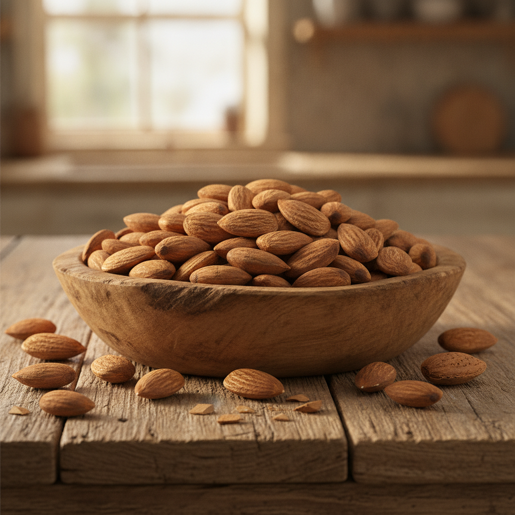Bowl of whole almonds (badam)