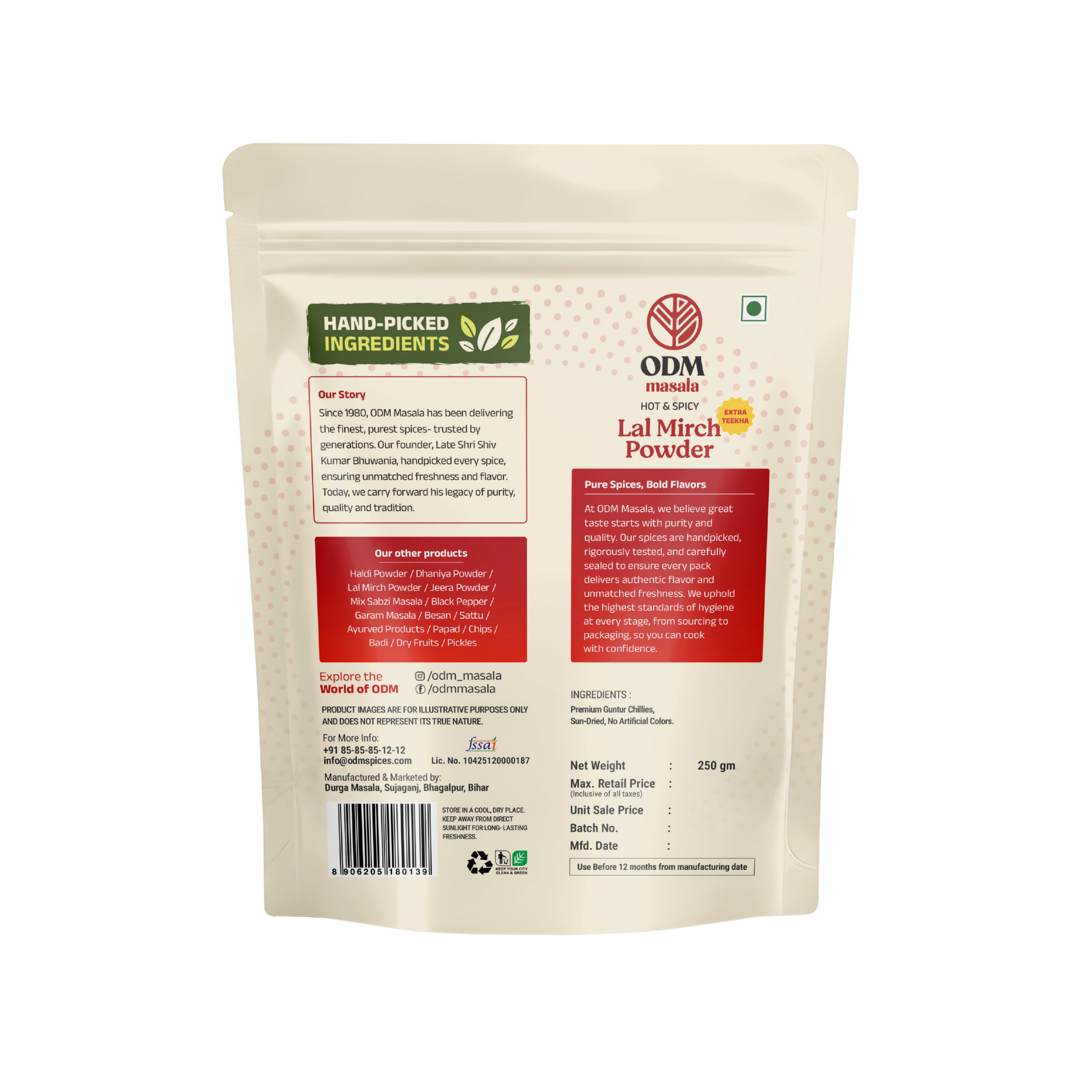 ODM Lal Mirch Powder - bold flavour, no artificial colour | Durga Masala